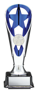 Fire and Ice Series Silver and Blue Cylinder Star Trophy
