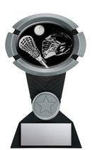 Resin Impact Series Lacrosse Trophy in Black and Silver