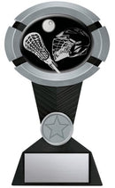 Resin Impact Series Lacrosse Trophy in Black and Silver