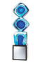 Blown Glass Blue Tri Cube Award - shoptrophies.com