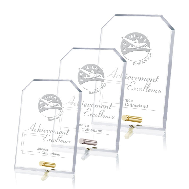 Cantebury Clipped Rectangle Crystal Award Gold - shoptrophies.com