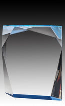 Clear Acrylic Prism Angled Edge Block Blue Foil Edge Award - shoptrophies.com