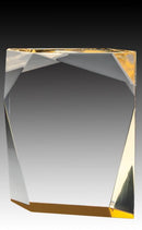 Clear Acrylic Prism Angled Edge Block Gold Foil Edge Award - shoptrophies.com