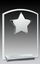 Clear Glass Chrome Star Silver Base Plaque - shoptrophies.com