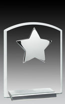 Clear Glass Chrome Star Silver Base Plaque - shoptrophies.com