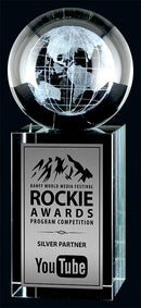 Crystal 3D Laser Rise & Shine Globe Award - shoptrophies.com