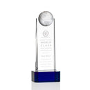 Crystal Sherbourne Globe Blue Base Award - shoptrophies.com