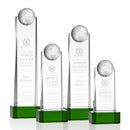 Crystal Sherbourne Globe Green Base Award - shoptrophies.com