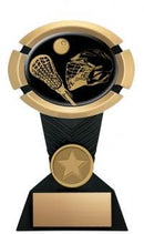 Resin Impact Series Lacrosse Trophy in Black and Gold - shoptrophies.com