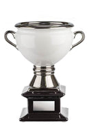 White with Black Base and Silver Handles Ceramic Cup - shoptrophies.com