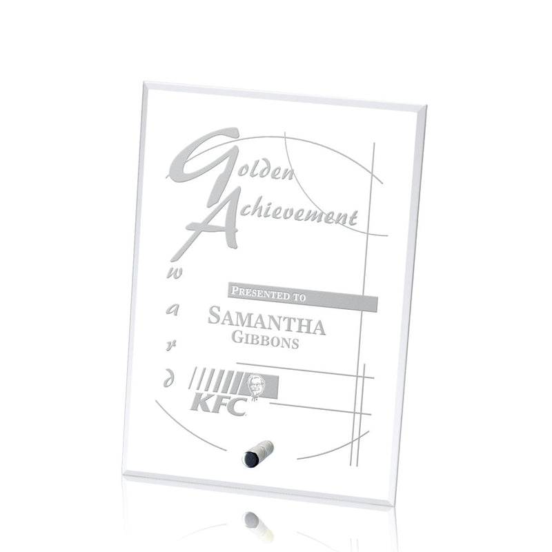 Cantebury Vertical Rectangle Crystal Award Silver