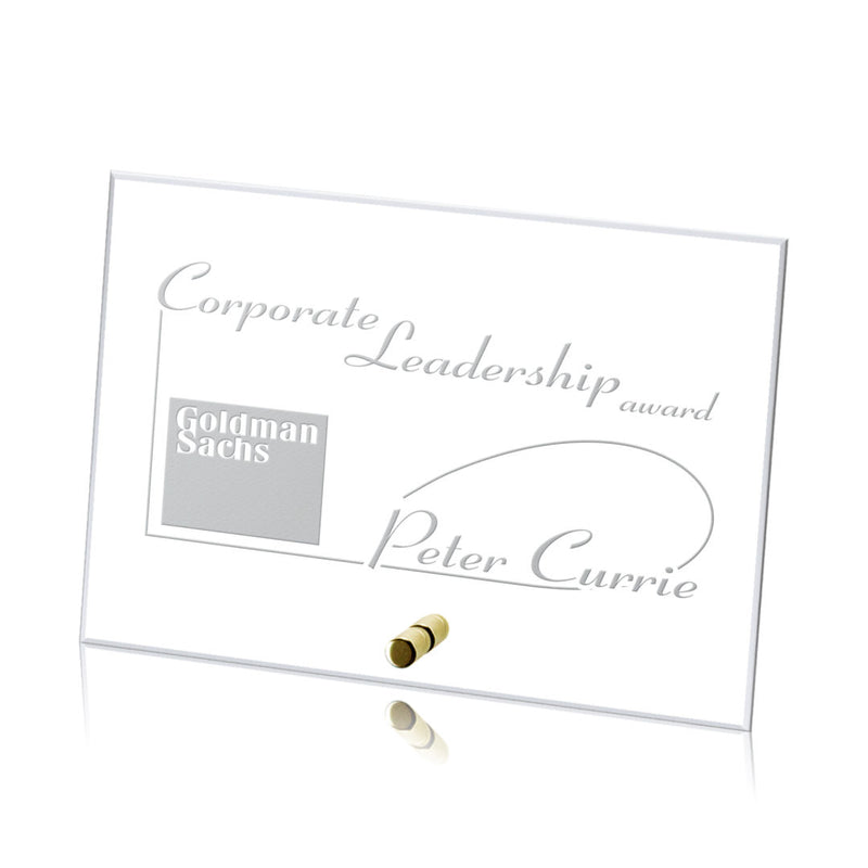 Cantebury Horizontal Rectangle Crystal Award Gold