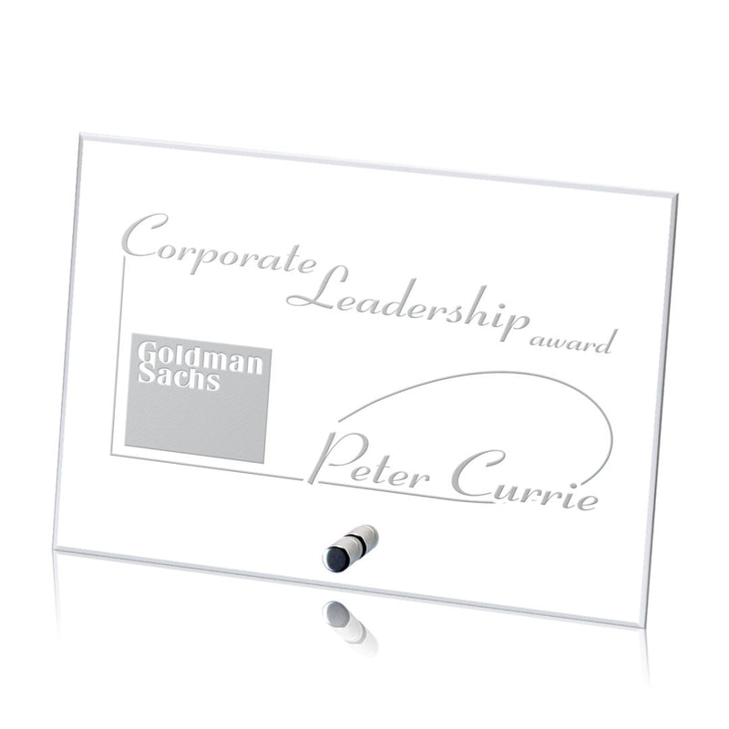 Cantebury Horizontal Rectangle Crystal Award Silver