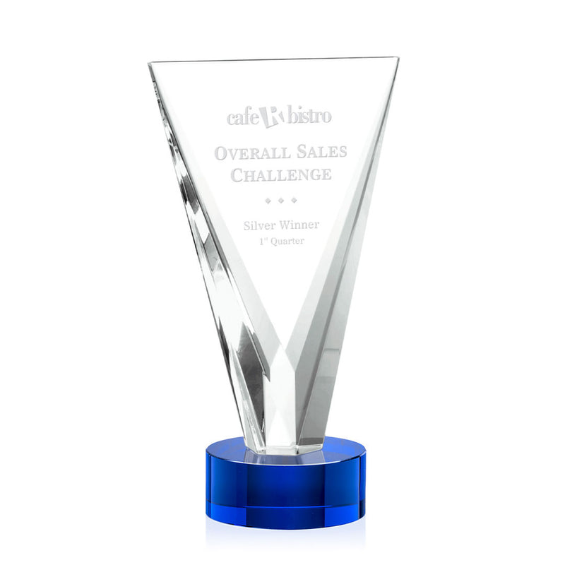 Mustico Optical Crystal Award Blue Base