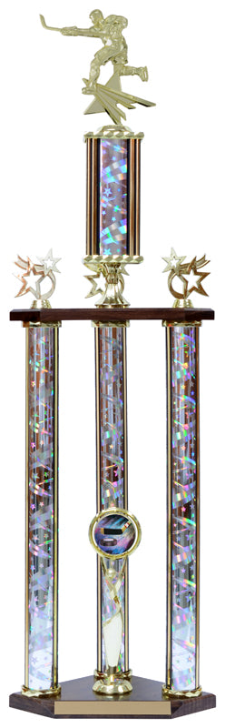 Multi Sport 3 Post XL Ribbon Star Column Figure Trophy