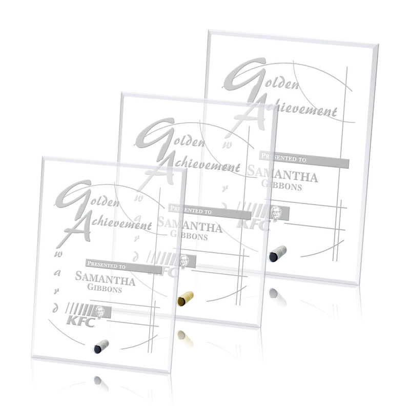 Cantebury Vertical Rectangle Crystal Award Gold
