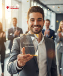 Clear Acrylic Prism Angled Edge Block Gold Foil Edge Award
