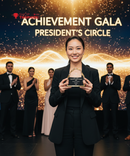 Woman holding an award at a 'President's Circle Achievement Gala' event.