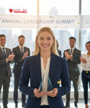 Clear Acrylic Prism Pyramid, Blue Foil Edge Award