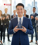 Clear Acrylic Prism Pyramid, Gold Foil Edge Award