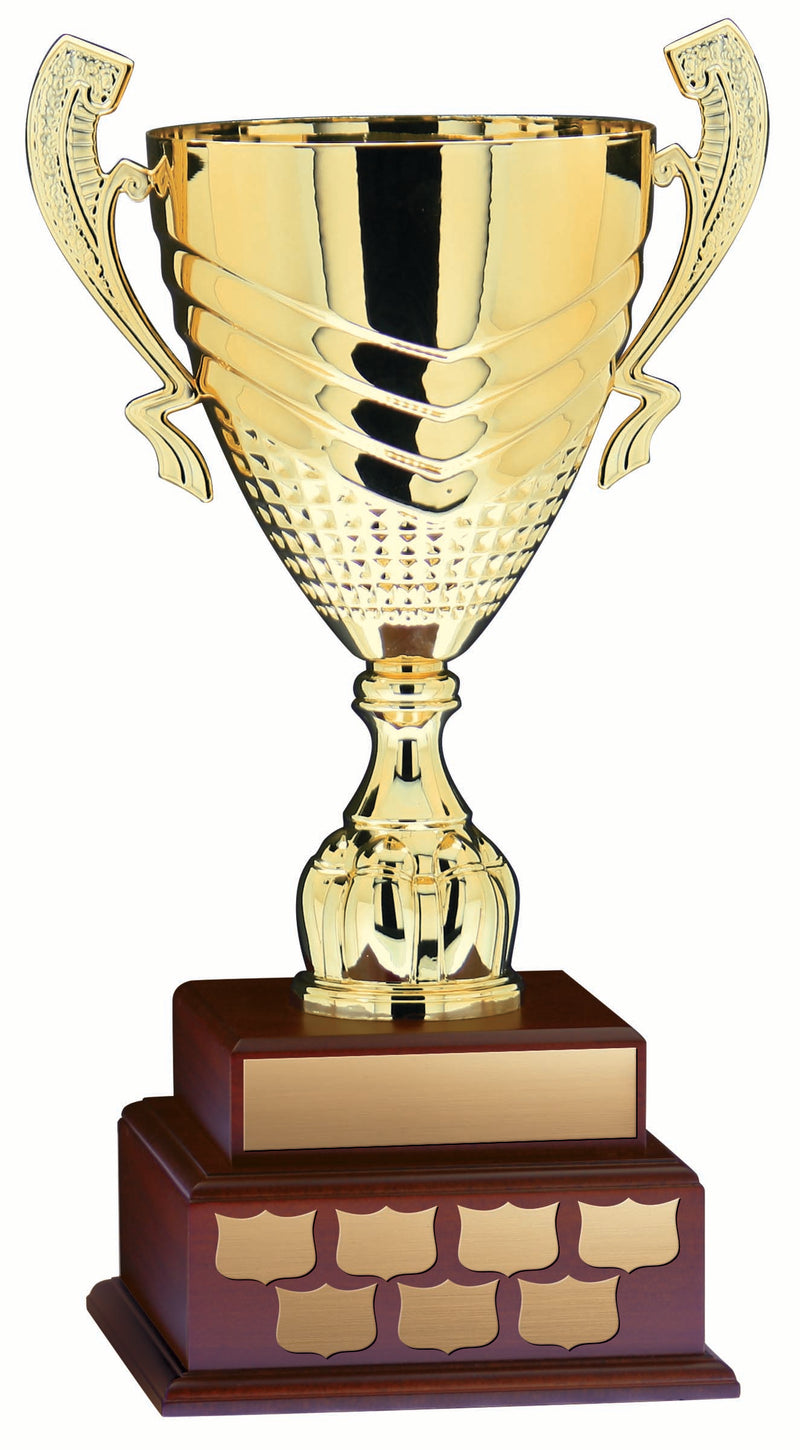 Gold Annual Cup on 2 Tier Wooden Base