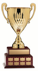 Gold Annual Cup on 2 Tier Wooden Base