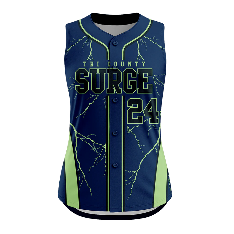 Blitz Full Button Sleeveless Softball Jersey