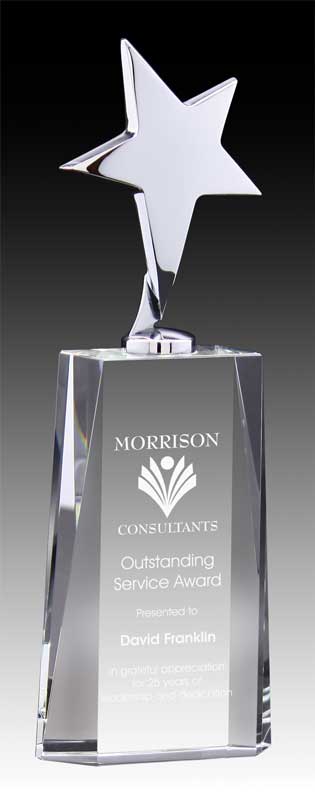 Executive Series Polished Silver Star Crystal Award