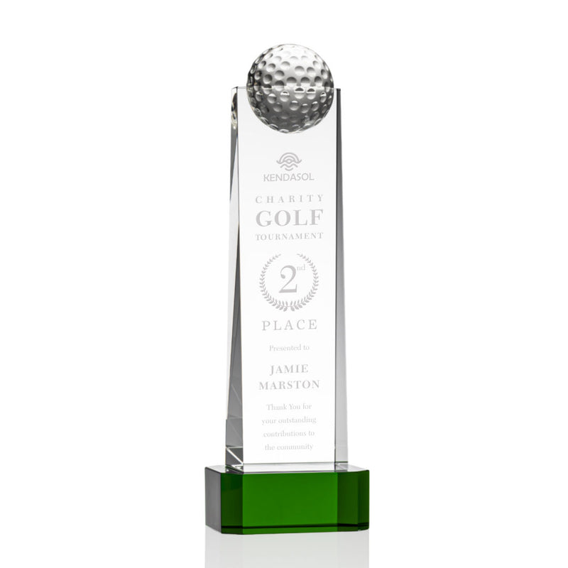 Crystal Dunbar Golf Award on Base - Green