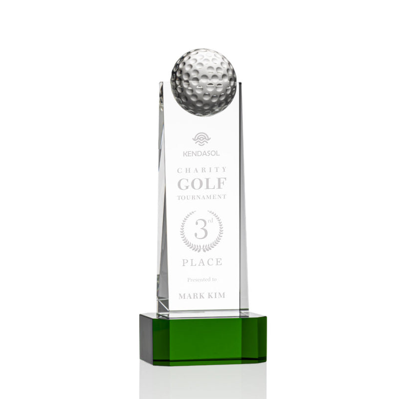 Crystal Dunbar Golf Award on Base - Green