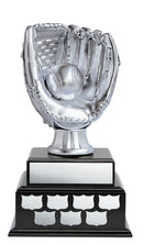 Resin Baseball Glove and Ball Two Tier Annual Trophy