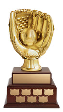 Resin Baseball Glove and Ball Two Tier Annual Trophy