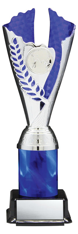 Fire and Ice Series Silver and Blue Column Insert Trophy