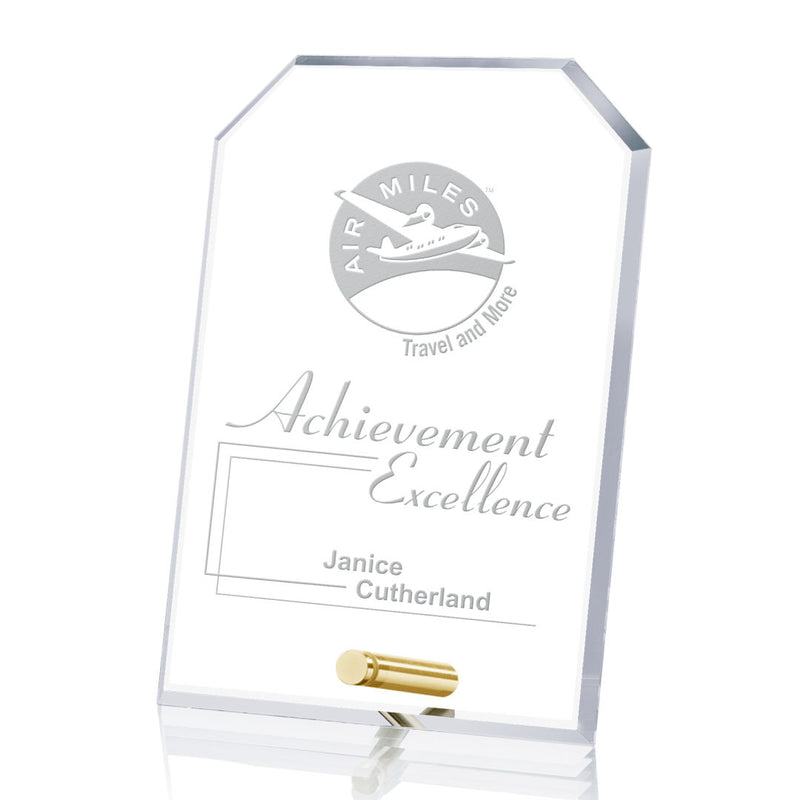 Cantebury Clipped Rectangle Crystal Award Gold