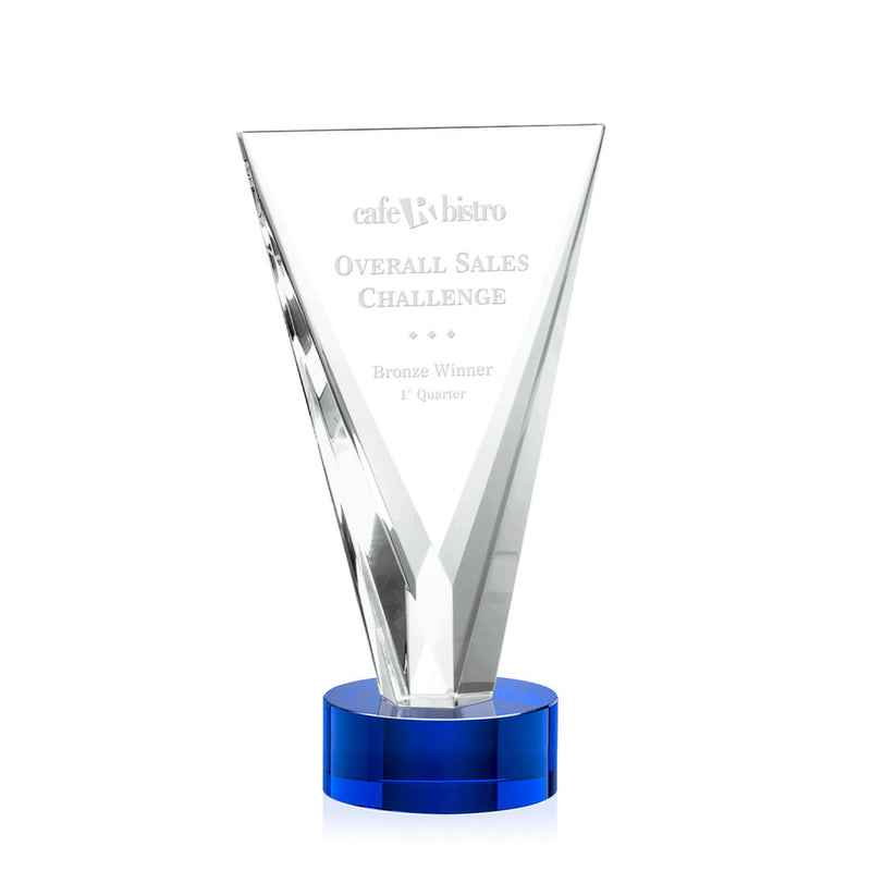 Mustico Optical Crystal Award Blue Base
