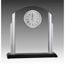 Glass Curve Top Black Base Clock