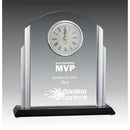 Glass Curve Top Black Base Clock