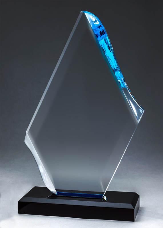 Acrylic Indigo Wave Blue/Black Top & Base Award - shoptrophies.com