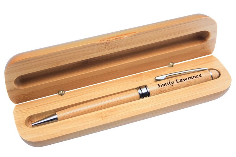 Bamboo Single Pen or Pencil Box - shoptrophies.com