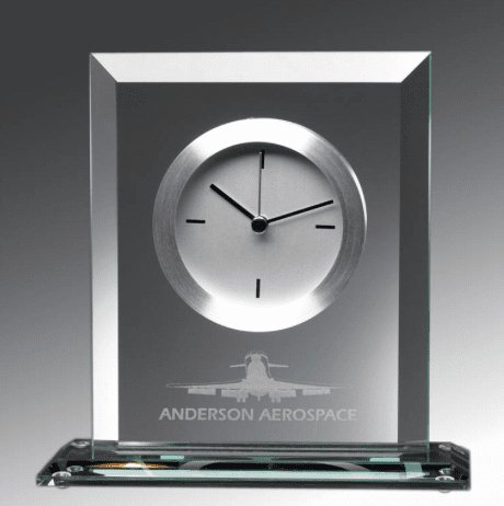 Bevelled Jade Glass Clock - shoptrophies.com