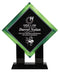 Black Acrylic Diamond w/ Green Accent Top & Base Award - shoptrophies.com