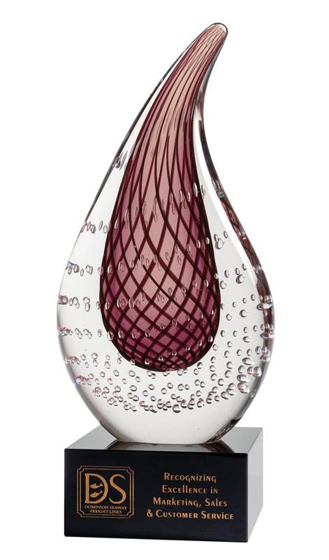 Blown Glass Mauve Teardrop Award - shoptrophies.com