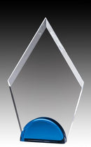 Clear Acrylic Prism Arrowhead Blue Base Award - shoptrophies.com