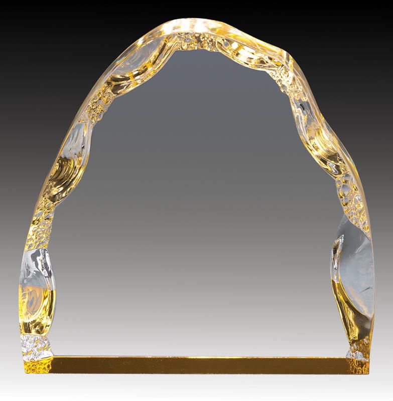 Clear Acrylic Prism Iceberg Gold Foil Base Award - shoptrophies.com