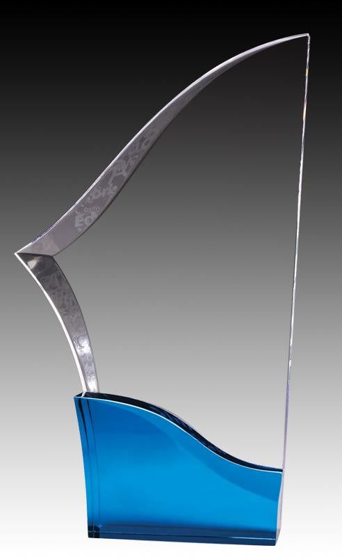 Clear Acrylic Prism Sabre Blue Base Award - shoptrophies.com