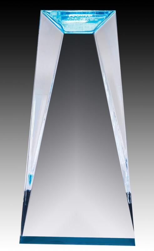 Clear Acrylic Prism Tapered Blue Bottom Award - shoptrophies.com