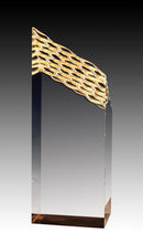 Clear Acrylic Prism Waterfall Tower Gold Foil Base Award - shoptrophies.com