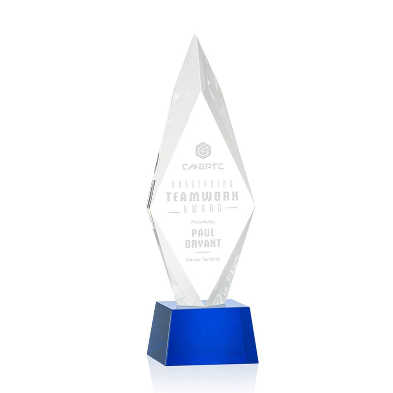 Crystal Manilow Award on Robson Base - Blue - shoptrophies.com