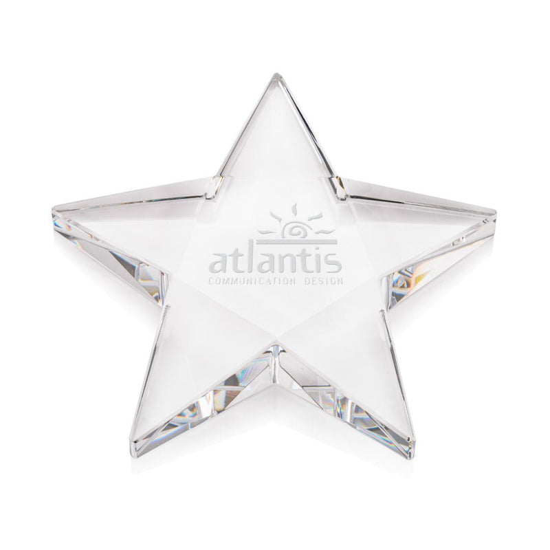Crystal Pentagon Star Paperweight - shoptrophies.com