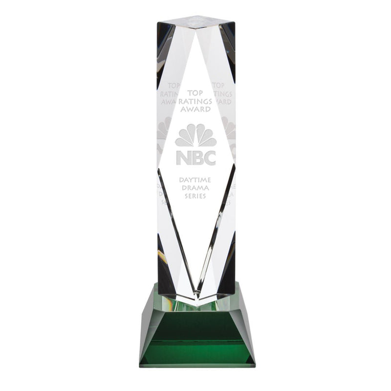 Crystal President Award on Base - Green - shoptrophies.com
